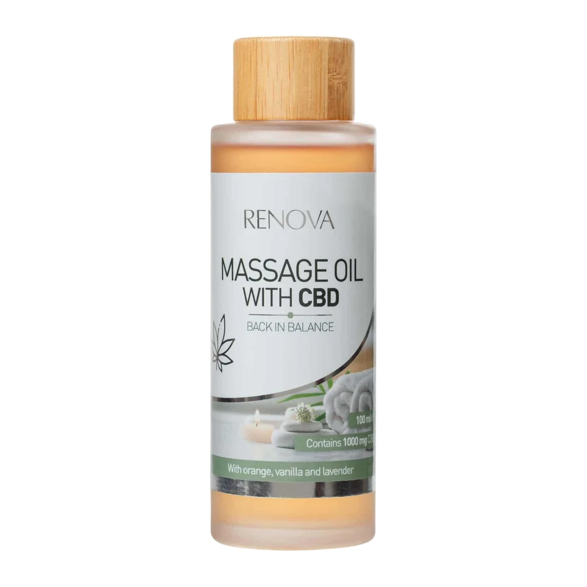 Fles Renova CBD-massageolie 100 ml